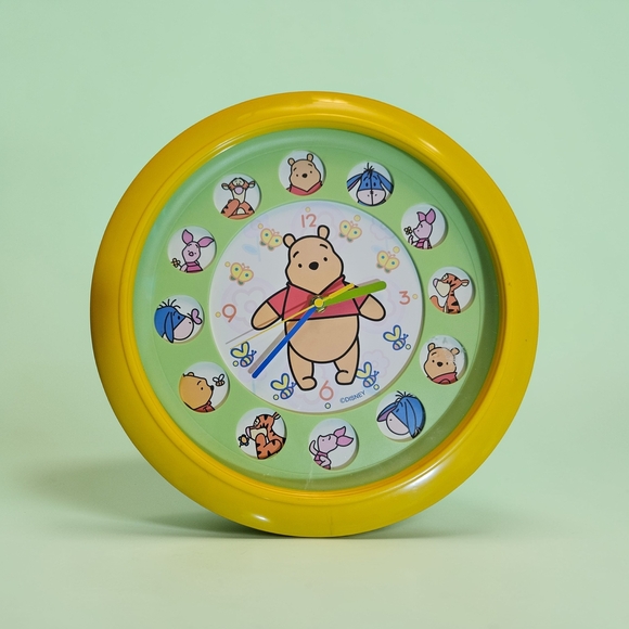 Disney Other - Disney Winnie the Pooh Yellow and Green Character Wall Clock